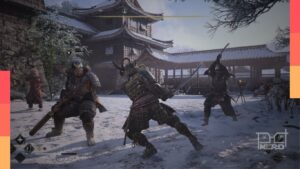 Personagem de Assassin’s Creed Shadows com katana em um cenário do Japão feudal