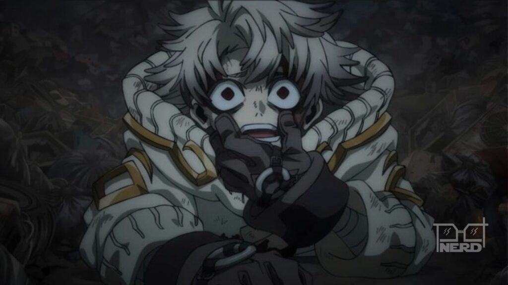 Personagem principal do anime Gachiakuta em cenário urbano distópico