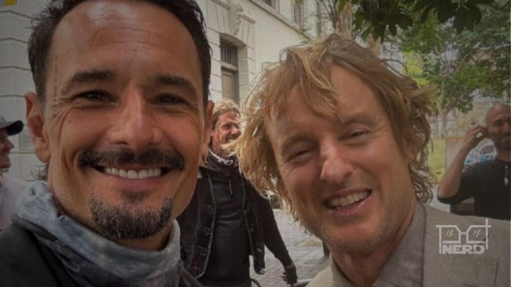 Rodrigo Santoro e Owen Wilson nos bastidores do filme 'Runner'