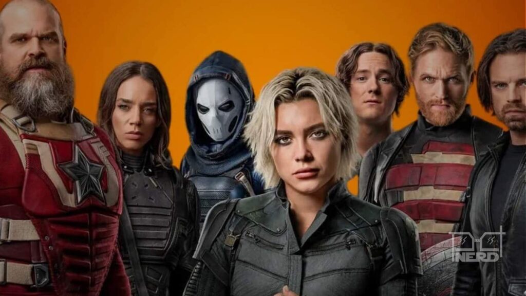 Personagens do filme Thunderbolts da Marvel em cena de ação