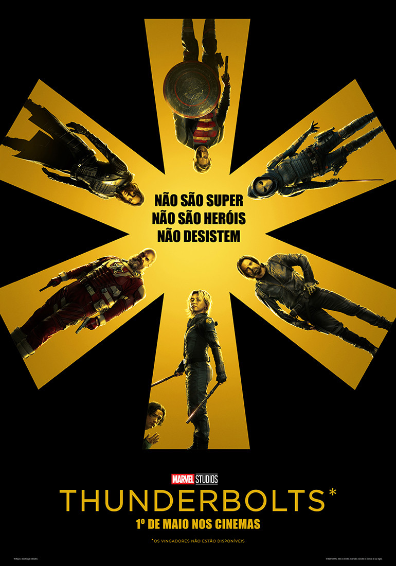 Cena do filme Thunderbolts da Marvel com os personagens principais em ação, destacando a química entre o grupo