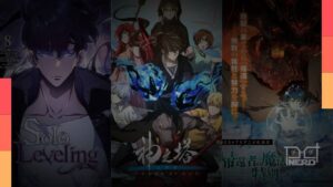 Personagens de animes baseados em manhwa em cenas de ação e fantasia