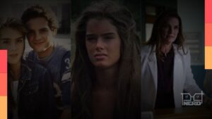 Brooke Shields sorrindo em evento de homenagem à sua carreira em Hollywood