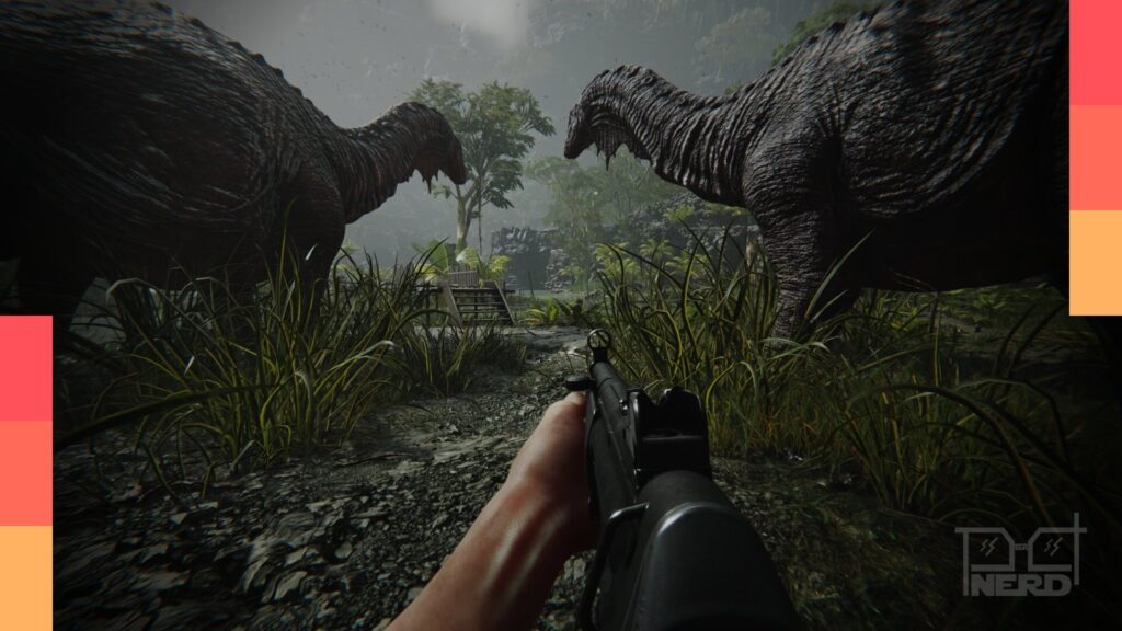 Jogo Ferocious com dinossauros e terror