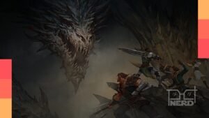 Arte promocional de Lost Eidolons: Veil of the Witch mostrando heróis em combate contra zumbis