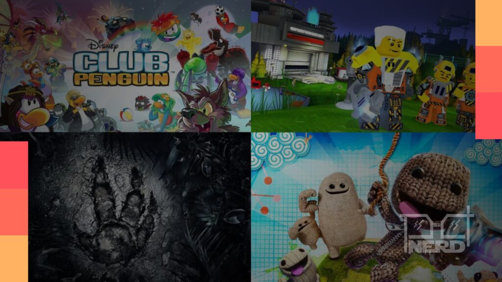 Montagem mostrando personagens de Club Penguin, Overwatch e Concord com efeito de desintegração digital.