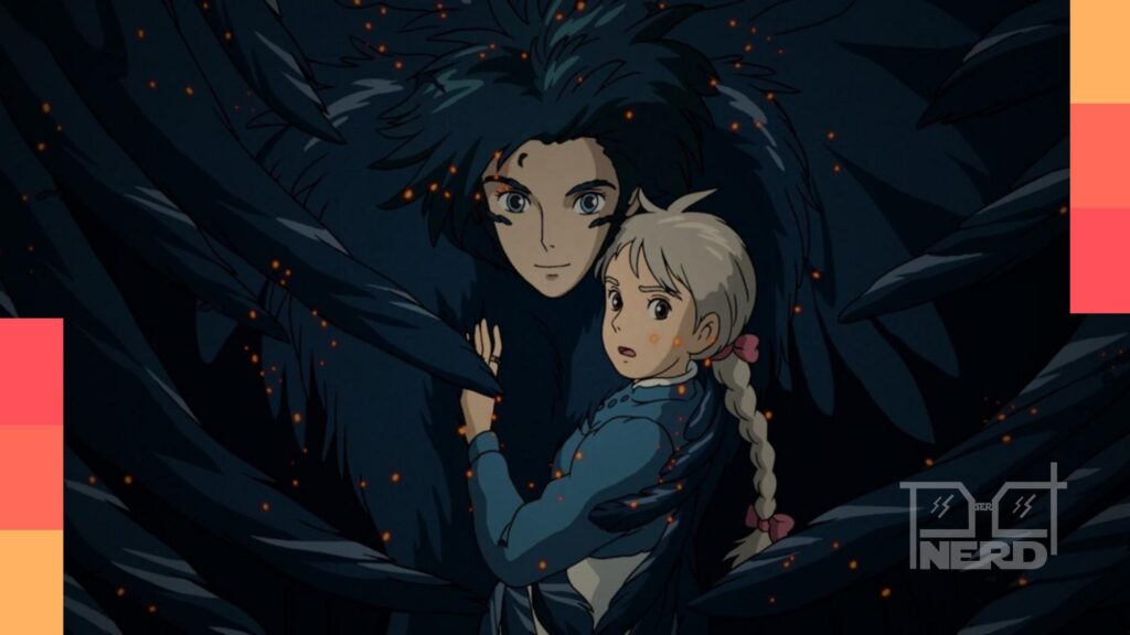 Cartaz com cenas de O Castelo Animado, Princesa Mononoke e O Menino e a Garça