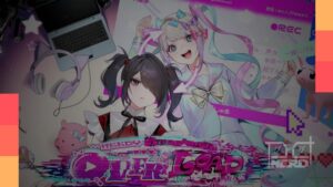 Cena do trailer de Needy Girl Overdose mostrando a protagonista Ame-chan e visual pop digital