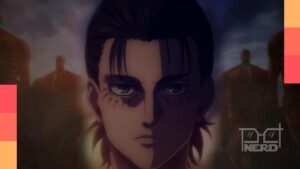 Personagens de animes em clima de surpresa e revelação, representando 12 animes com plot twist bons para assistir agora