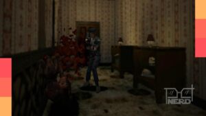 Ilustração temática de Resident Evil com atmosfera de survival horror celebrando 30 anos do gênero