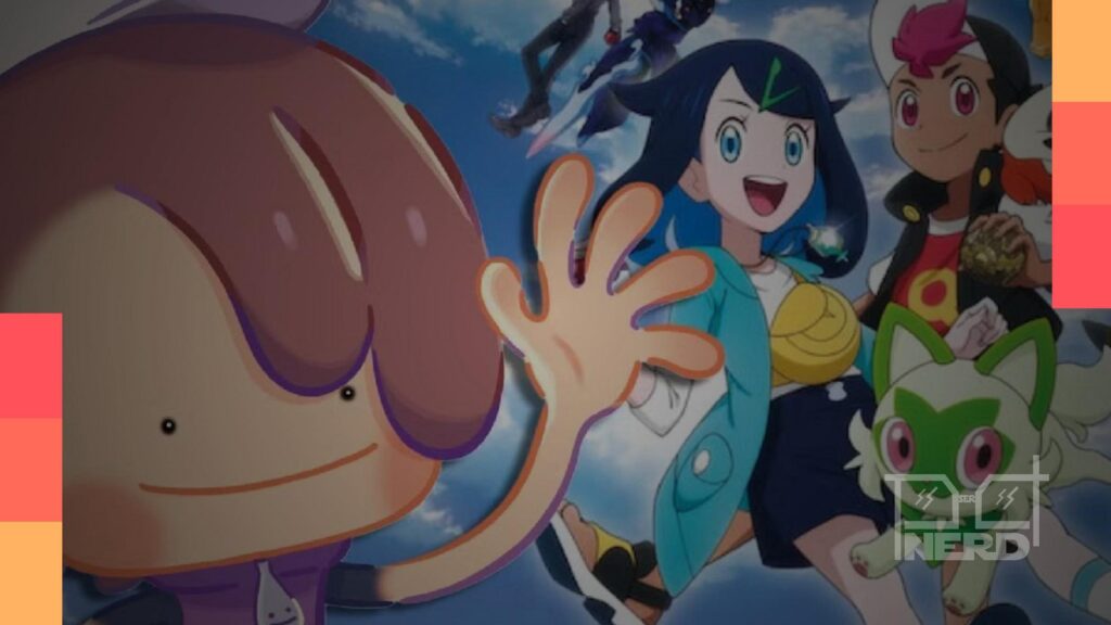 Imagem ilustrativa de Pokémon Horizontes com Capitão Pikachu e silhueta de Ditto sugerindo crossover com Pokopia