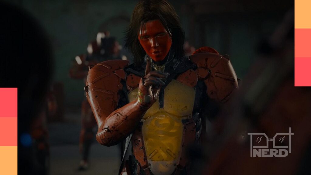 Ilustração com Sam caminhando por um cenário pós-apocalíptico em Death Stranding 2, com foco no objetivo de chegar ao fim do jogo