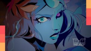 Ilustração de Hades 2 com atmosfera mitológica e referência ao Xbox e Game Pass, destacando o lançamento para Xbox em abril