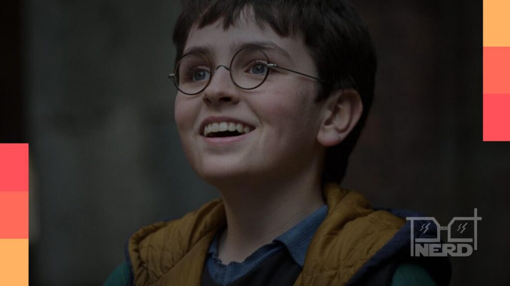 Castelo de Hogwarts ao fundo com personagens de Harry Potter e logotipo estilizado da HBOalt