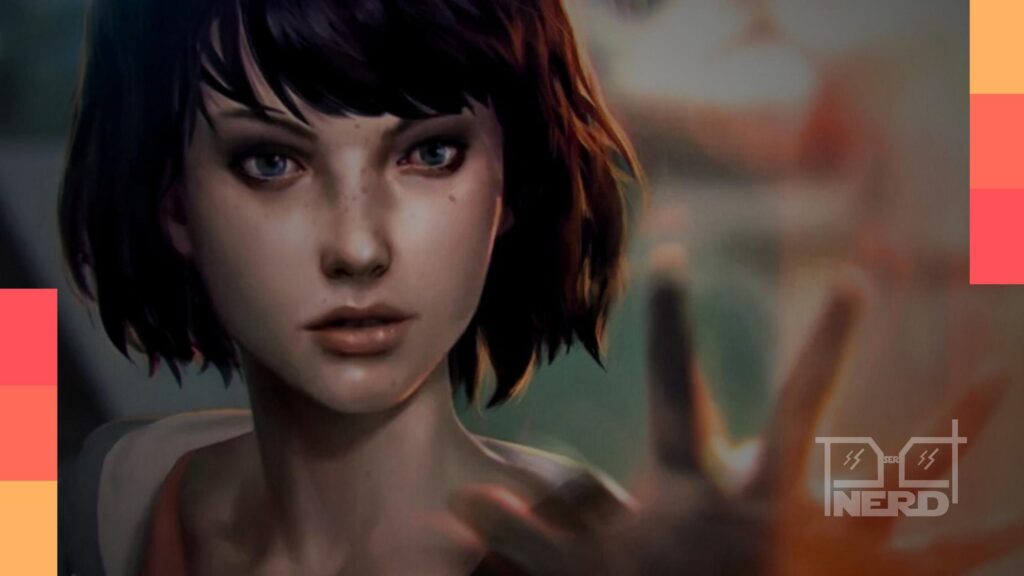 Arte conceitual de Life is Strange com Max voltando no tempo e a cidade de Arcadia Bay ao fundo, anunciando adaptação no Prime Videoalt