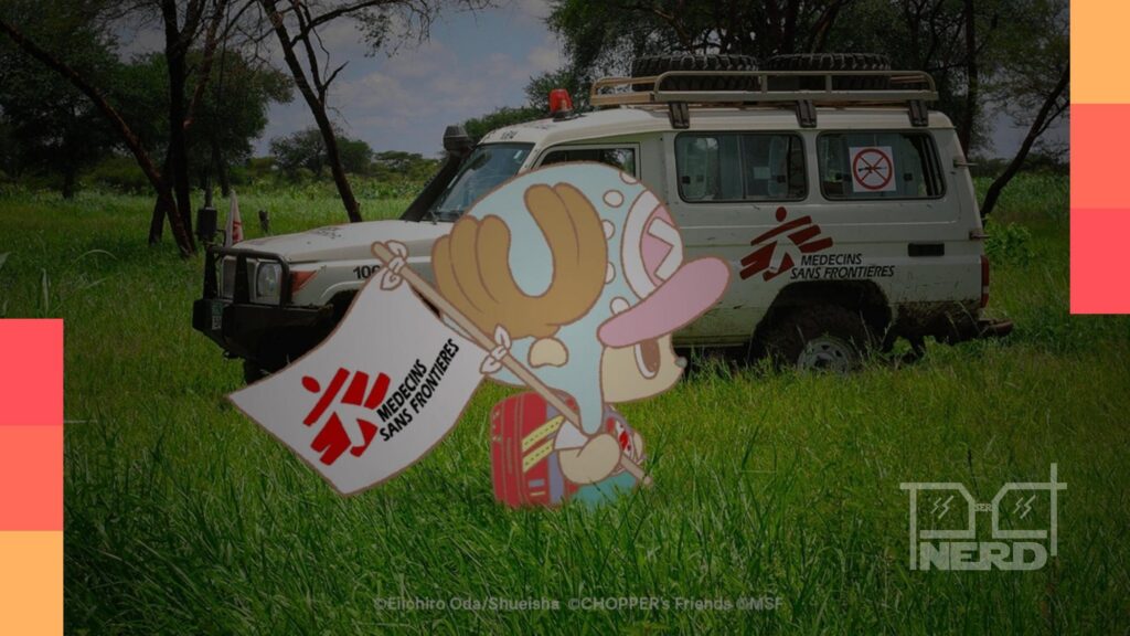 Tony Tony Chopper, médico de One Piece, como apoiador de Médicos Sem Fronteiras em campanha de conscientização humanitária