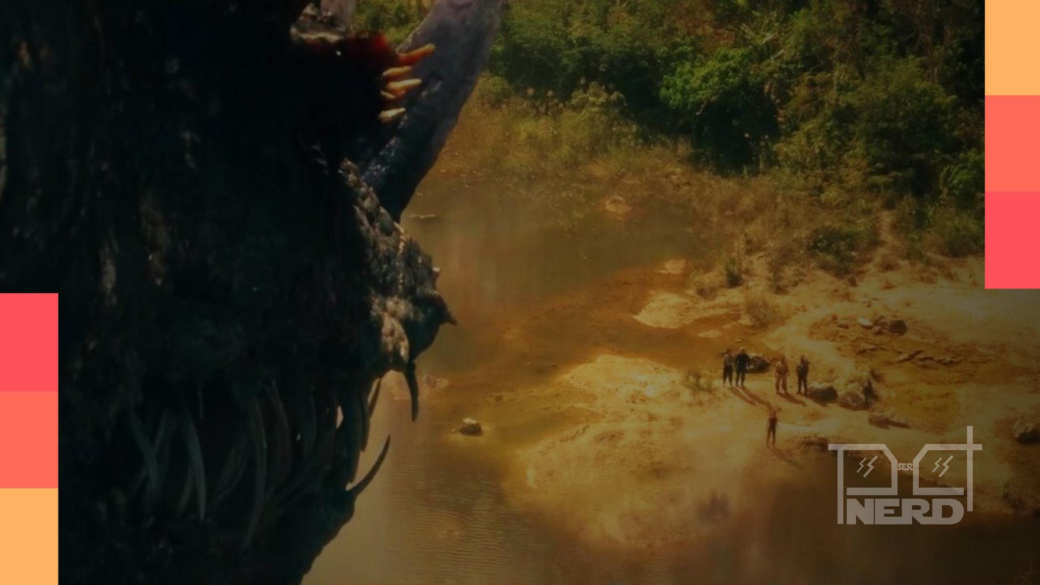 Cena do Titã X em Monarch: Legado de Monstros enfrentando Godzilla e King Kongalt