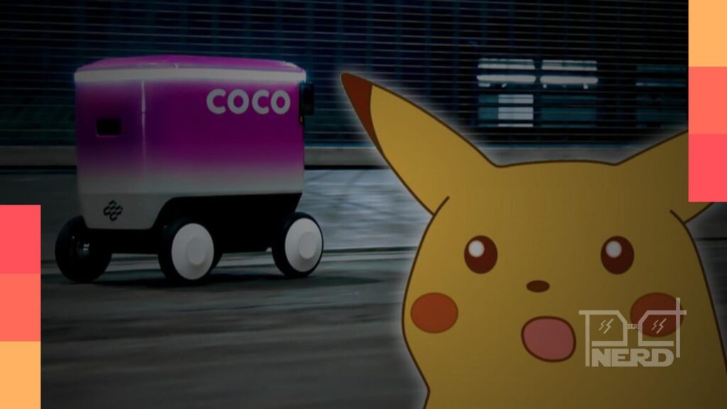 Jogador usando Pokémon Go com mapa visual que ajuda a navegação de robôs de entrega