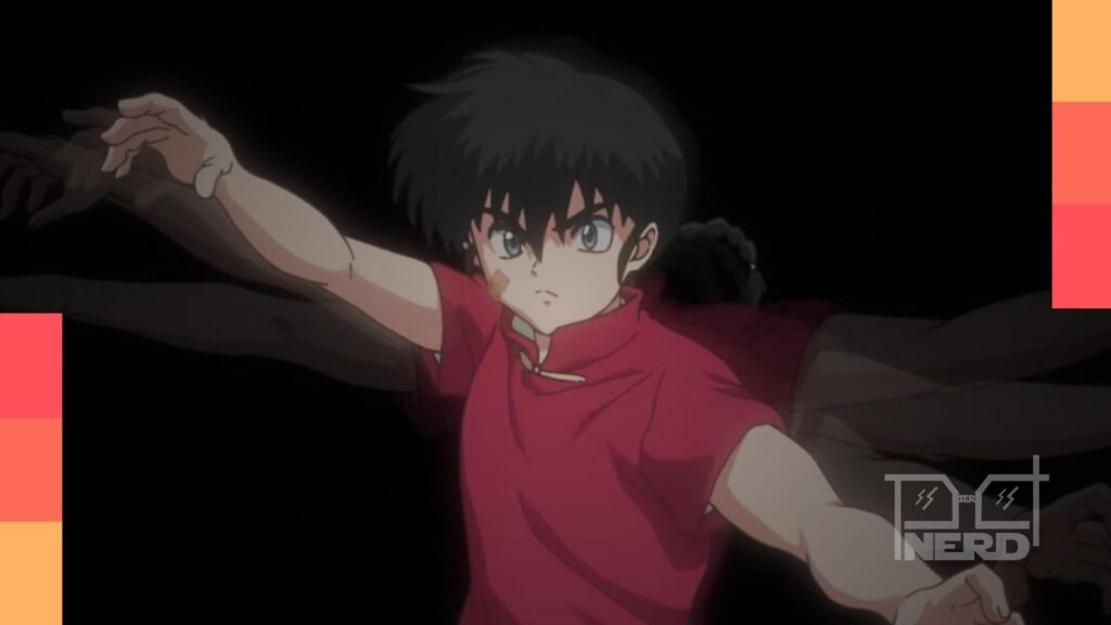 Arte promocional da 3ª temporada de Ranma ½ com foco na rivalidade Ranma e Ryoga