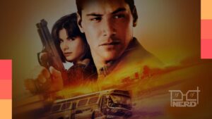 Pôster de Velocidade Máxima com Keanu Reeves e Sandra Bullock, filme da Sessão da Tardealt