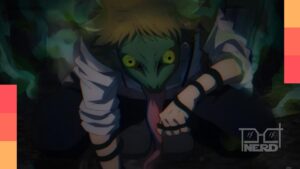 Personagem com máscara vermelha em destaque e logotipo de The Vermilion Mask, com referência à transmissão simultânea na Crunchyroll