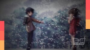 Ilustração com cinco animes populares de uma temporada da Crunchyroll em estilo capa de streaming