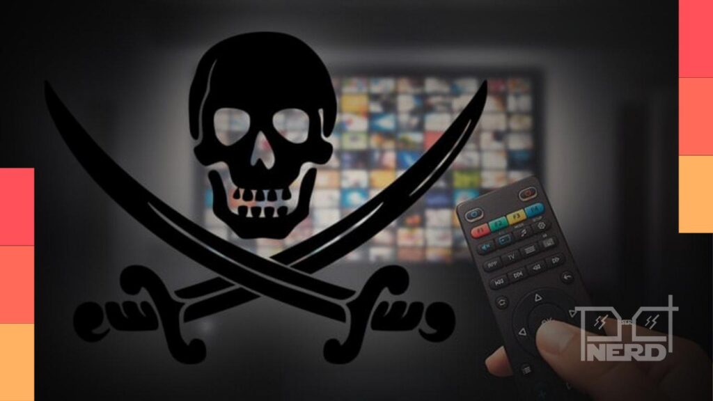 Ilustração de um bloqueio de acesso a site pirata com foco em filmes, séries e jogos