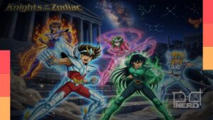 Ilustração com Asta e Yuno em meio a magia e símbolos do Reino Clover, Spade e lucius