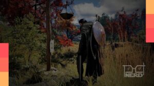 Ilustração do mundo aberto de Crimson Desert com destaque para a plataforma PS5