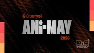 Ilustração do Ani-May da Crunchyroll com tema de anime e chamada para eventos