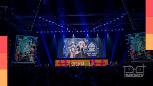 Imagem promocional do Crunchyroll Showcase na CCXPMX26 com destaque para novidades de animes e filme