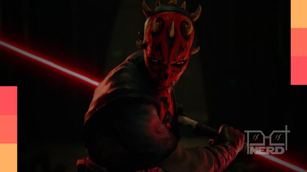 Arte de Darth Maul com as lâminas duplas em Lorde das Sombras, série animada de Star Warsalt