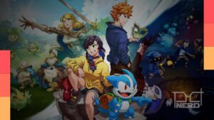 Ilustração do RPG indie Eden's Frontier em estilo 2D e 3D, com personagem explorando uma caverna