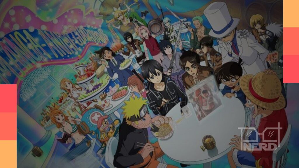 Ilustração temática com skyline do Japão e um smartphone exibindo animes, sugerindo liberação gratuita de conteúdo.