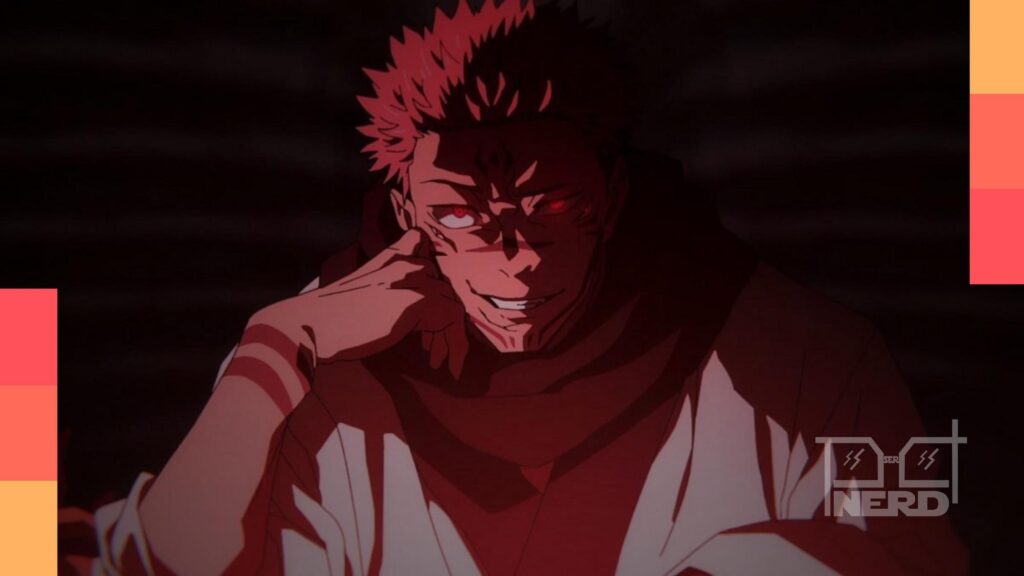 Sukuna em cena da Era Heian em Jujutsu Kaisen, sem o bastão que aparece no mangá