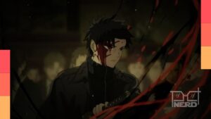 Ilustração do protagonista Chihiro com a lâmina Enten em destaque, com referência ao anime de Kagurabachi