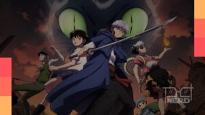 Pôster do anime MAO com ilustrações da protagonista Nanoka e elementos sobrenaturais