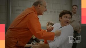 Ilustração inspirada em sitcom com um relógio de 20 minutos e personagens em cena na Netflixalt