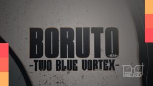 Boruto Uzumaki em estilo anime com destaque para trilha sonora e alerta de retorno do anime