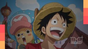 Ilustração com personagens de One Piece e logo da Netflix destacando episódios dublados em português do Brasil