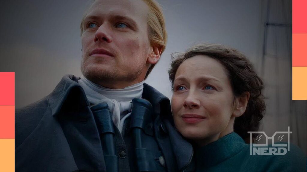 Imagem com temática de Outlander e destaque para o episódio 3 da 8ª temporada