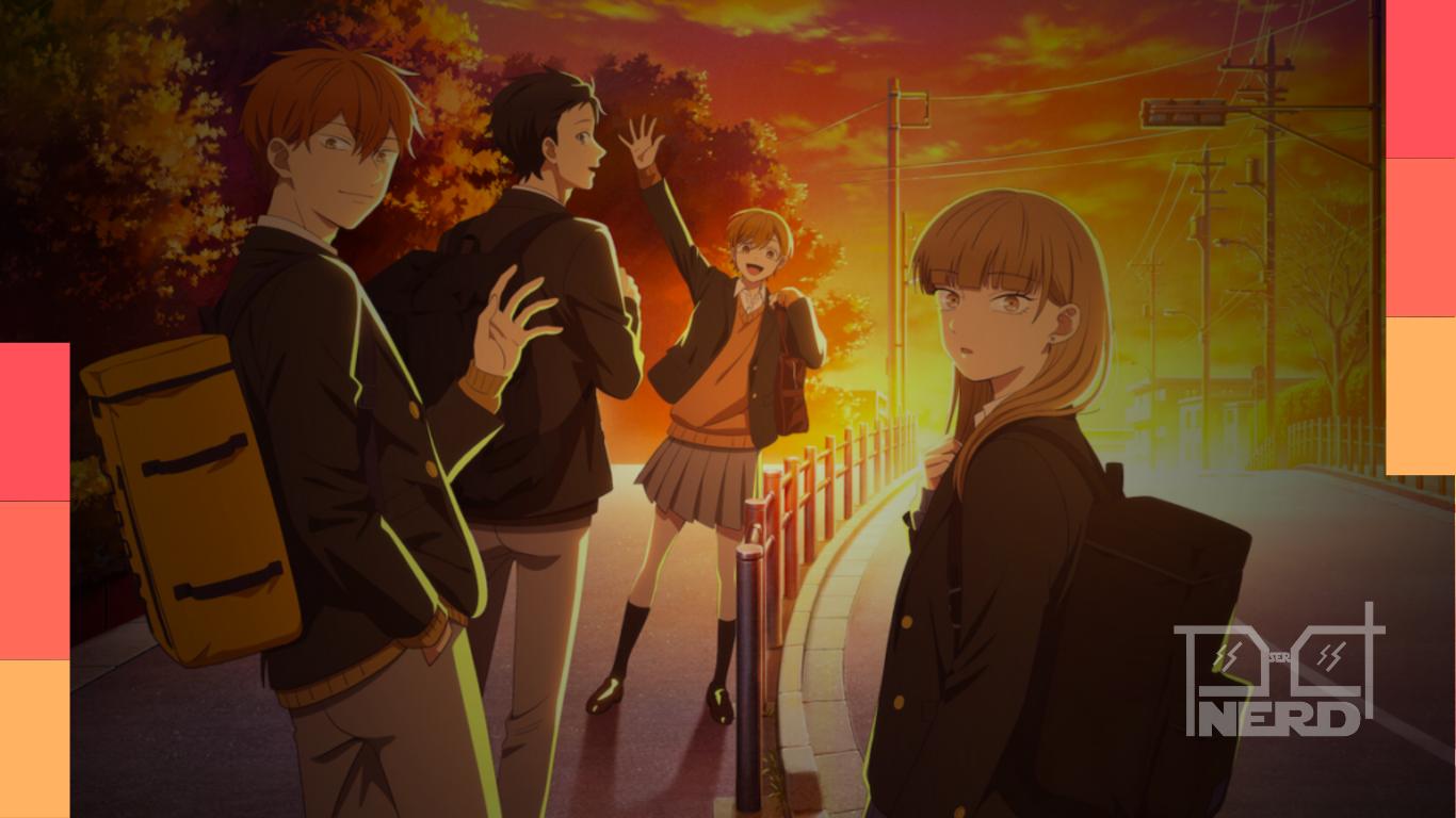 Ilustração do anime Parede de Gelo com destaque para a data de estreia do 4º episódio na Netflix