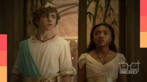 Walker Scobell e Leah Jeffries em cena de Percy Jackson e os Olimpianos, com foco na nova expansão do universo para spin-off.
