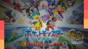Poster de Pokémon Wonder Voyage com Liko, Dot, Roy e os Rising Volt Tacklers, anunciado pela The Pokémon Company