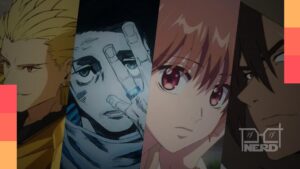 Ilustração com elementos de animes e destaque para os melhores animes de janeiro de 2026 em formato de ranking