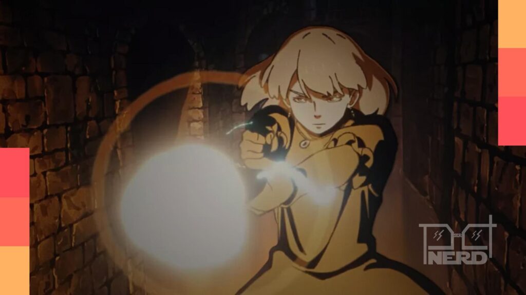 Cena promocional do mangá Tower Dungeon com exploração na torre e combate