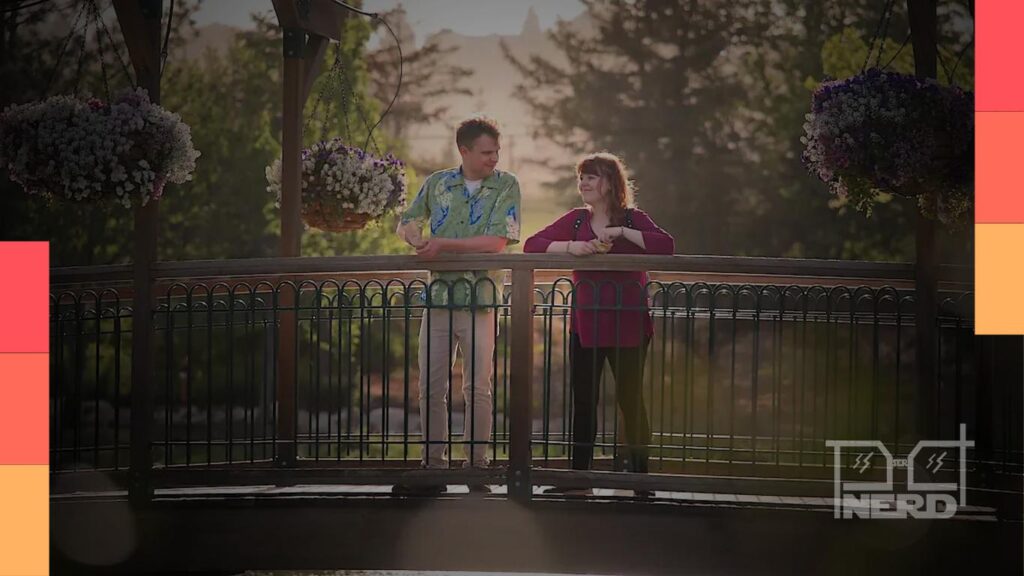 Imagem com temática geek mostrando uma tela com personagens e ícones de inclusão sobre autismo