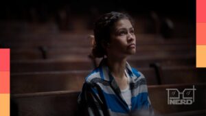 Capa com a silhueta de Zendaya em clima neon contrastando com cenário árido de faroeste, tema Euphoria HBO Max