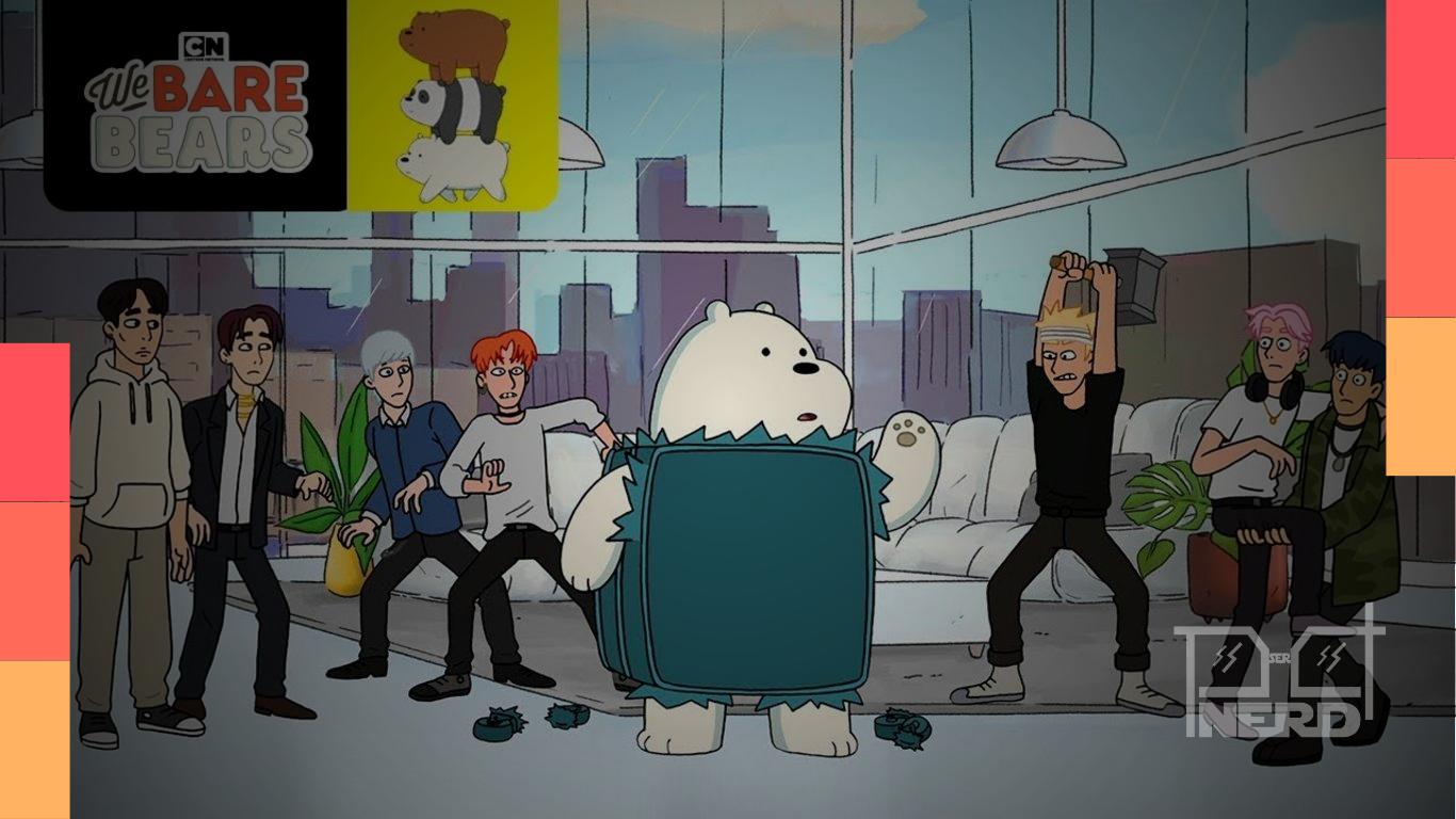 Ilustração temática com referência a ídolos do K-pop aparecendo em produções americanas como séries e filmes