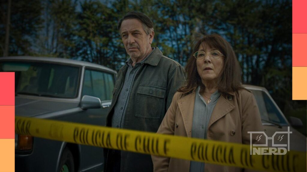 Cena de suspense com atmosfera policial em Alguém Tem Que Saber, com foco no mistério da morte de Julio e silêncio que impede resposta oficial